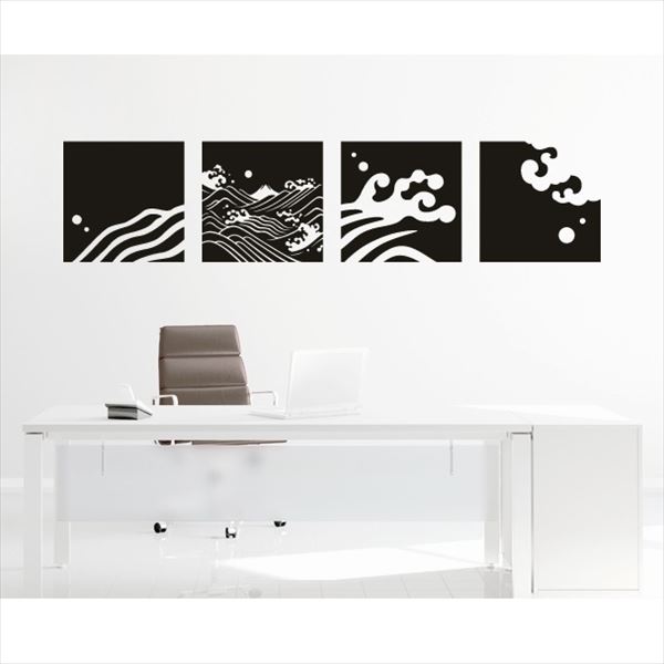 東京ステッカー 高級ウォールステッカー 和風 荒波に富士 Lサイズ ＊TS0030-BL 白群 『おしゃれ かわい..