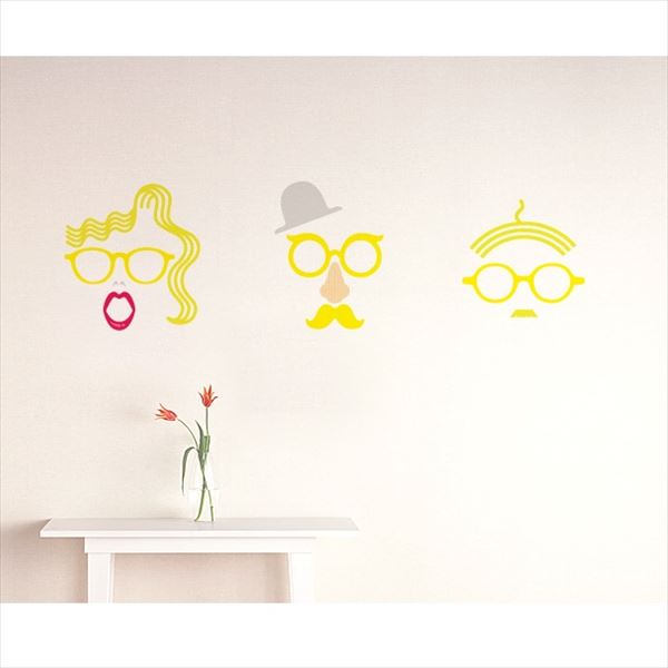 東京ステッカー 高級ウォールステッカー グラフィックアート メガネ Mサイズ ＊TS0048-BM イエロー 『..