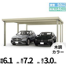 【頑丈】全国配送 YKK YKKAP ジーポート Pro 1500タイプ カーポート 2台用 横材なし 明かり取りなし 奥行延長柱6本 J60・12-60 H30『 折板 セッパン カーポート 車庫 ガレージ 駐車場 屋根 diy 』 木調色