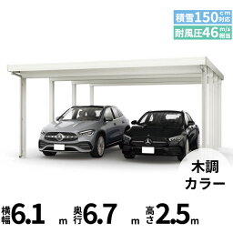 【頑丈】全国配送 YKK YKKAP ジーポート Pro 4500タイプ カーポート 2台用 横材なし 明かり取りなし 奥行延長柱8本 J55・12-60 H25『 折板 セッパン カーポート 車庫 ガレージ 駐車場 屋根 diy 』 木調色