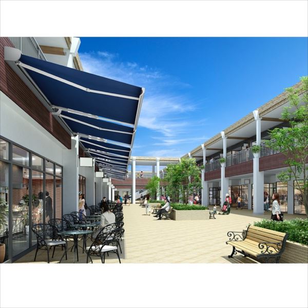 オープニング大放出セール 送料無料 リクシル 対応角度が最も大きく 幅広い用途で使用が出来る大型タイプです リクシル 彩風 L型 フリルタイプ 電動式 スイッチ 室外露出型 間口 2730 出幅 1500 ブルー系 アクリル ブルー系 格安販売