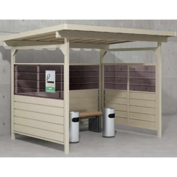 ダイケン 喫煙所 パターンC 出入口方向：右 基礎ベース式 SB-HFK型 SB-HFK2418CSP スチール+ポリカ 『受注生産 組立式 屋外』