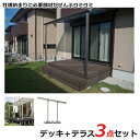 【本格的】【組み立て式】リクシル 樹ら楽ステージ + スピーネ デッキ+テラスセット 柱横納まり 2間×7尺 テラス:標準納まり F屋根 ポリカーボネート 『 ...