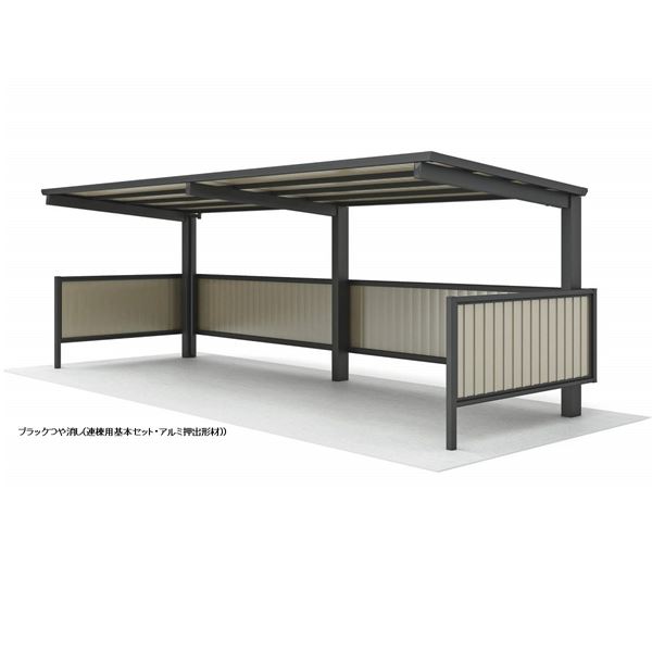 【法人様限定商品 個人宅・現場配送不可】四国化成 サイクルポート VF-R クローズタイプ 基本タイプ 連棟用基本セット(2連棟セット) 積雪20cm 延高 屋根材：アルミ樹脂複合板 VFCCE-2161