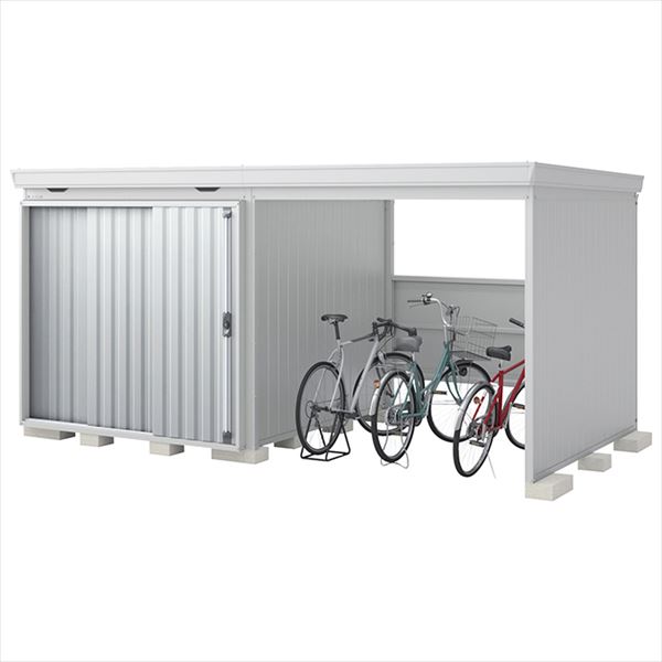 【自転車置場　駐輪】イナバ物置 FW／フォルタ ウィズ FW-2222+22KS PS スタンダード　右側開放スペース 一般型『物置 屋外 大型 diy』【関東・東海地方限定配送】【追加金額で取付工事可能】 PS（プラチナシルバー）(4)