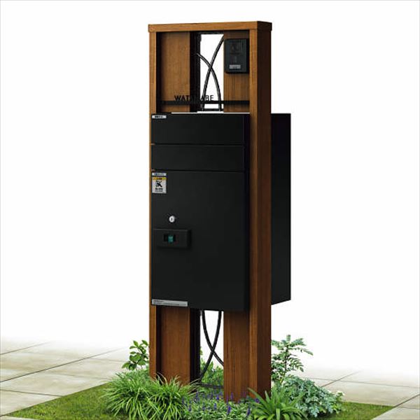 YKKAP ルシアスポストユニット CB01型 インターホン位置/外観右 宅配ボックス（前入れ前出し）R勝手 演出照明タイプ UMB-CB01 ＃表札はネームシール 宅配ポスト2型取付用