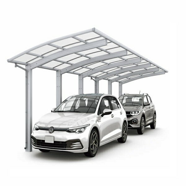 全国配送　YKKAPアリュース 1500タイプ 1台用 奥行(2)連結セット J57・57-24M ハイルーフ柱 屋根/ポリカーボネート板 奥行:11496mm×幅:2399mm 有効高:2500mm　柱6本　2台用『 カーポート 車庫 ガレージ 駐車場