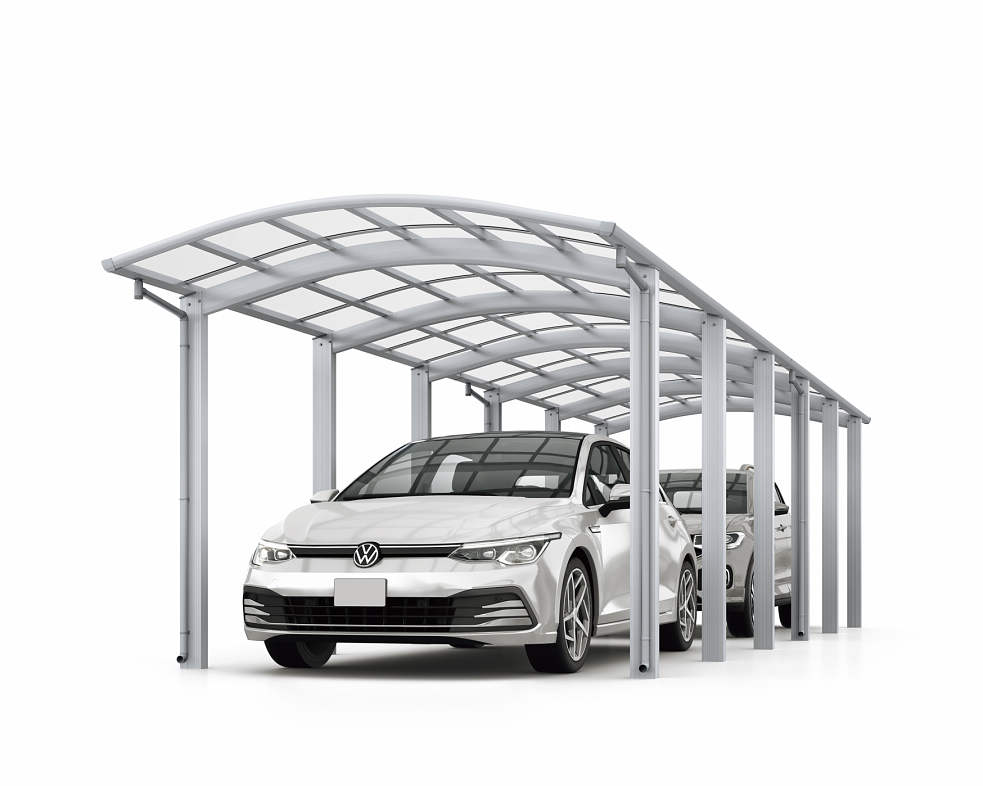 全国配送 YKKAP アリュース 1500タイプ 1台用(6本柱) 奥行(2)連結セット J57・57-30 標準柱 屋根/熱線遮断ポリカーボネート板 奥行:11496mm×幅:3034mm 有効高:2200mm　柱6本　2台用『 カーポート 車庫 ガレー