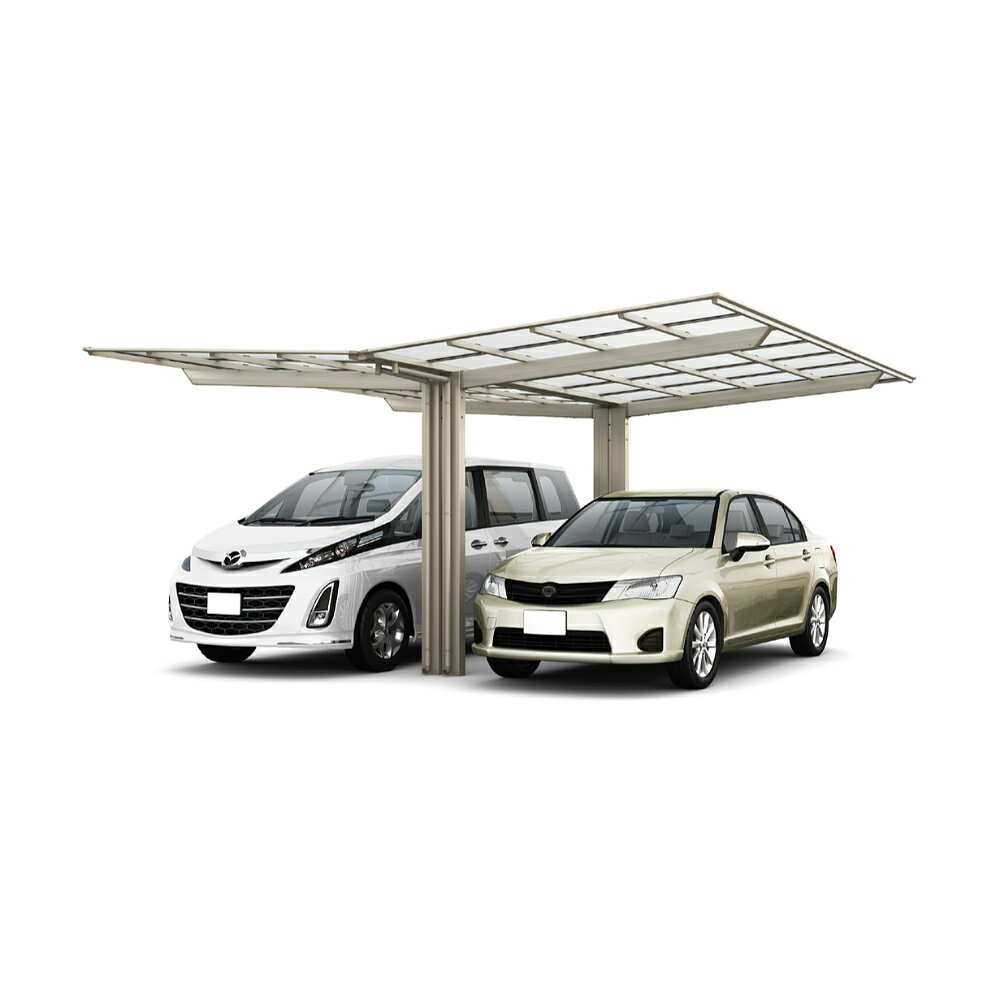 2 Car - LIXIL リクシル ネスカF 1台用 Y合掌 24・24-50型 H28柱 ポリカーボネート屋根材使用 『 カーポート 2台 本体のみ 駐車場 屋根 外構 エクステリア DIY 』