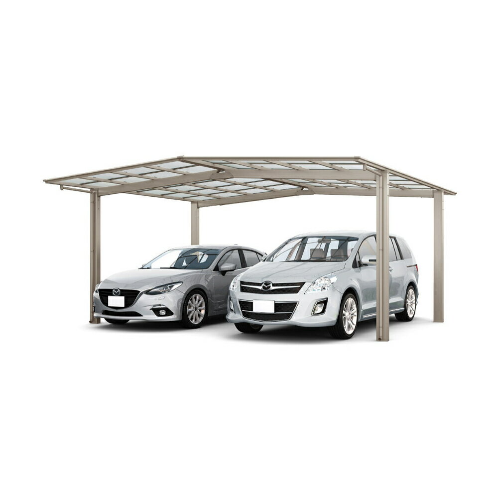 LIXIL リクシル フーゴF 1台用 M合掌 27・30-54型 H28柱 熱線吸収ポリカーボネート屋根使用 『 カーポート 2台 本体のみ 駐車場 屋根 外構 エクステリア DIY 』