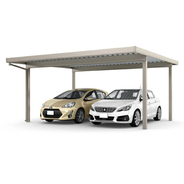 Rakuten - LIXIL リクシル カーポートSW 1500タイプ 2台用 基本 60-55型 ロング柱30使用 遮光 単体4本柱 横材無し 『 折板 セッパン カーポート 車庫 ガレージ 駐車場 屋根 』