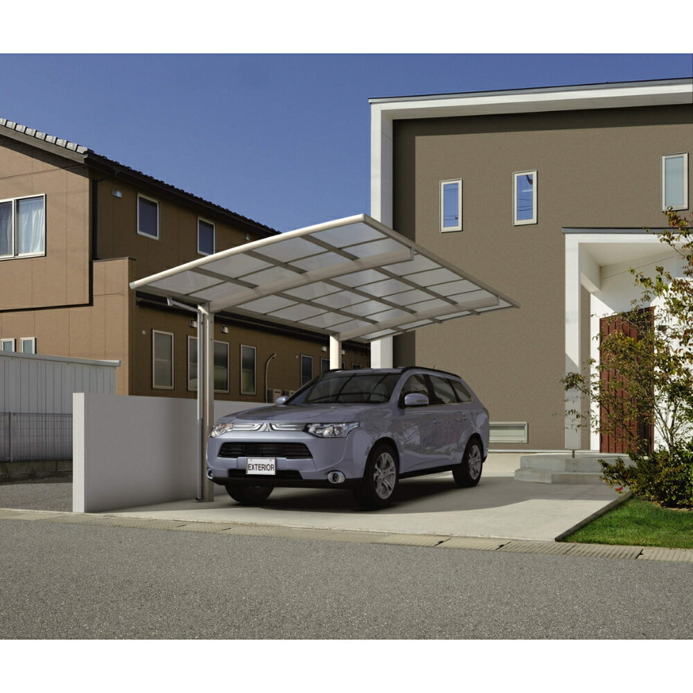 三協アルミ カムフィエース 1台用 基本タイプ 5730 H28 屋根材：ポリカーボネート板 柱2本 『 カーポート 1台 本体のみ 駐車場 屋根 外構 エクステリア 』