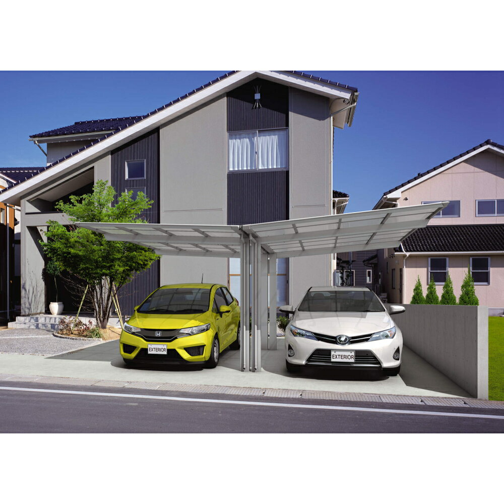 三協アルミ セルフィ Y合掌 2台用 柱4本 43（24・30） H22 ポリカーボネート板 『 カーポート 2台 本体のみ 駐車場 屋根 外構 エクステリア DIY 』