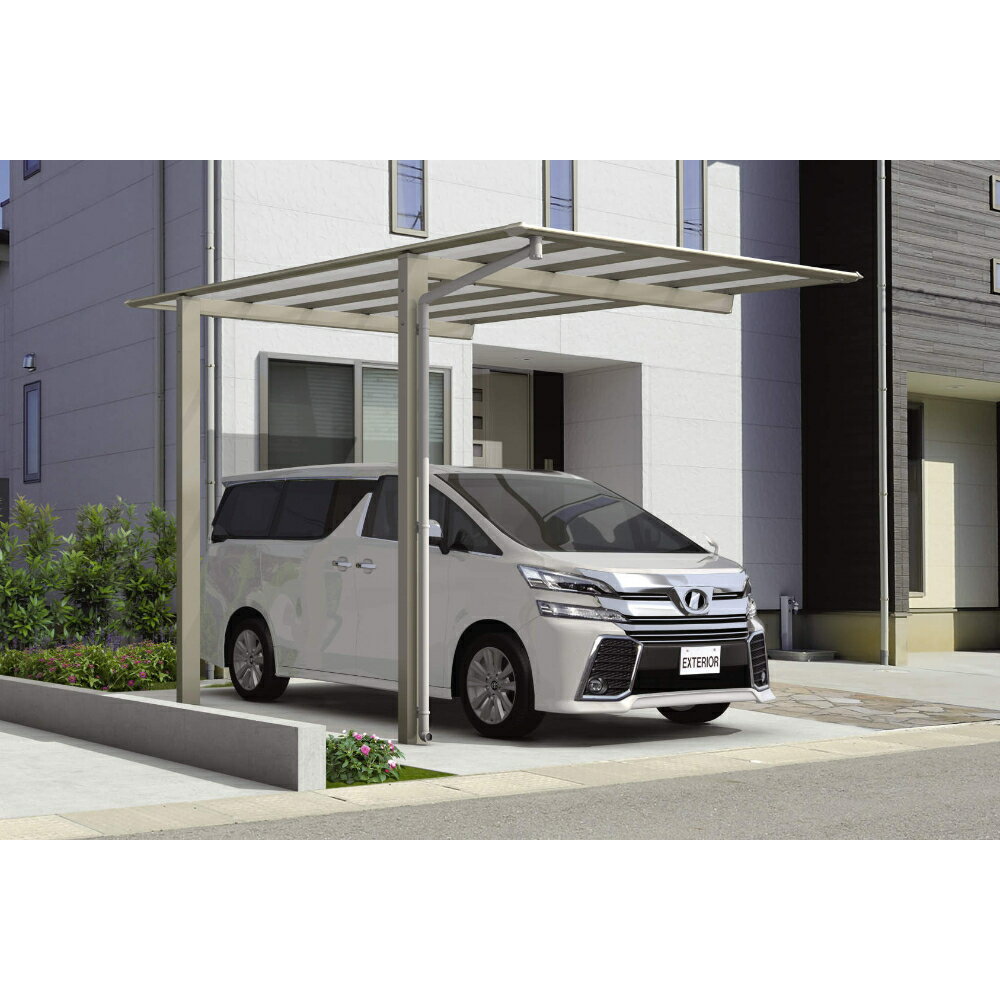 【商品のみ】三協アルミ スカイリード 片側支持タイプ 1台用 基本タイプ 5425 H25 屋根材：熱線遮断ポリカーボネート板 柱2本 『 カーポート 1台 本体のみ 駐車場 屋根 外構 エクステリア 』(4)