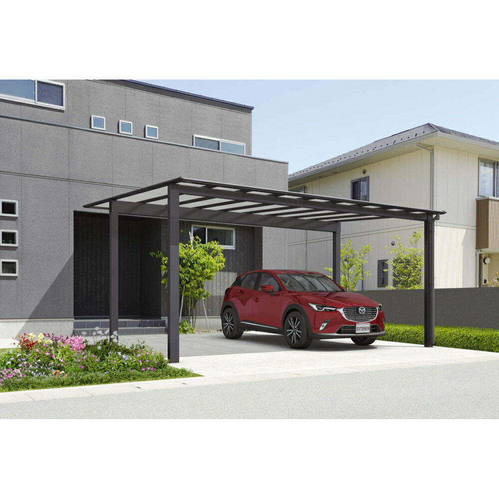三協アルミ スカイリード 両側支持タイプ 2台用 基本タイプ 5460 H28 屋根材：熱線遮断ポリカーボネート板 柱4本 『 カーポート 2台 本体のみ 駐車場 屋根 外構 エクステリア 』