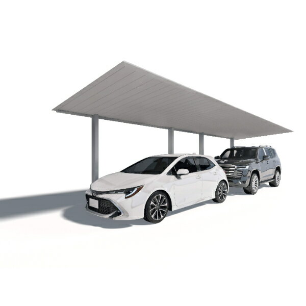 三協アルミ F2 エフツー 2台用 奥行2連結タイプ (44・44)28 H22 天井材：木調色 柱4本 『 カーポート 2台 本体のみ 駐車場 屋根 外構 エクステリア 』