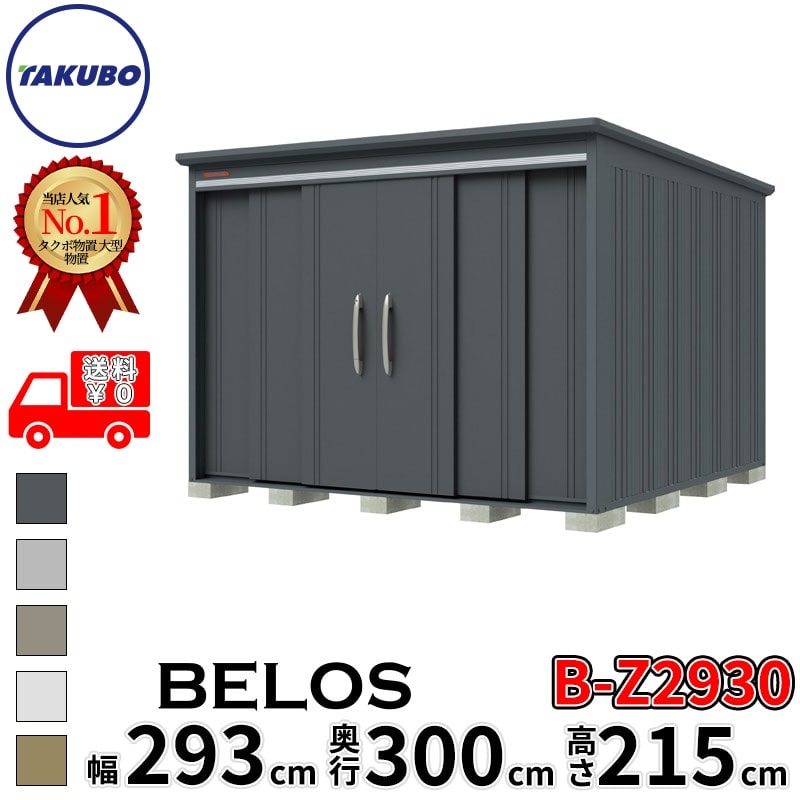 251 cm-300 cm - タクボ物置 田窪工業所 B-series BELOS ヴェロス B-Z2930 一般型 結露減少屋根 背面棚 幅 300(290) cm 奥行 320(300) cm 高さ 220 cm 【追加金額で取付工事可能】『 物置 屋外 大型 中型 タクボ 収納庫 物置き 倉庫 diy キット 自転車 タイヤ おしゃれ 』