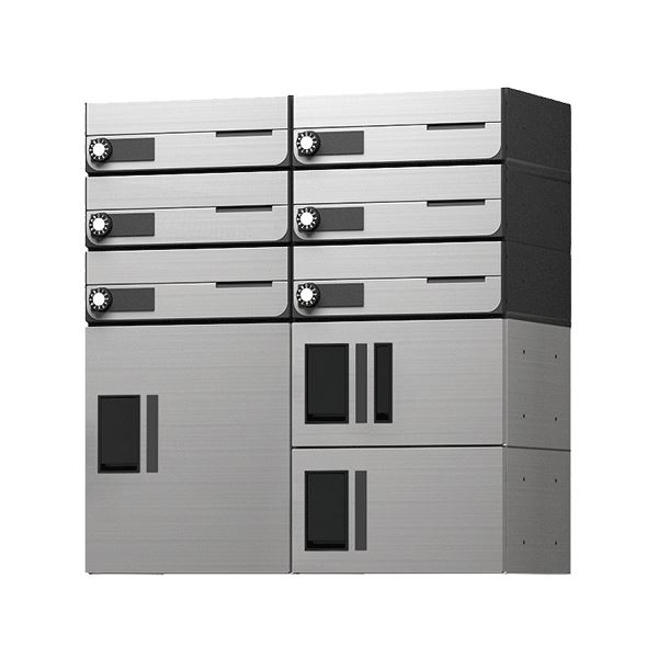 ナスタ 宅配ボックス プチ宅+ポスト組み合わせ例 6戸用 前入れ前出し『マンション用』