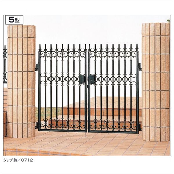 【送料無料】三協アルミ 門扉 ファンセル 5型 両開きセット 門柱タイプ 0610 ブラック『ゲート 部材 ガ..
