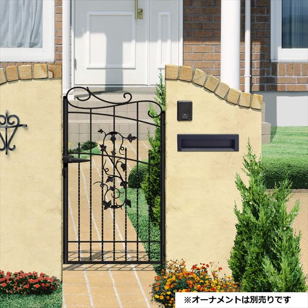 【送料無料】三協アルミ 門扉 プロヴァンス 1型 片開きセット 門柱タイプ 0710 アートブラック（KA）『..