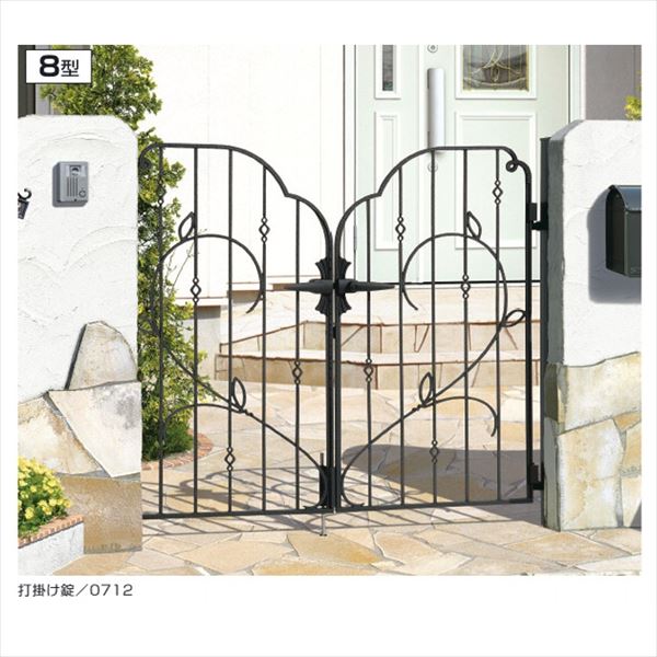 【送料無料】三協アルミ 門扉 プロヴァンス 8型 両開きセット 門柱タイプ 0712 アートブラック（KA）『..