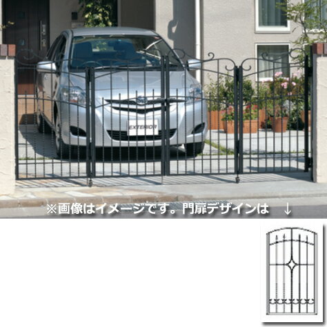 【送料無料】三協アルミ 門扉 プロヴァンス 2型 4枚折りセット 門柱タイプ 0712 アートブラック（KA）..