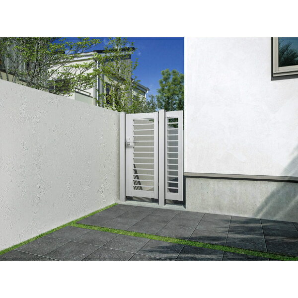 【送料無料】YKKAP 片開き専用シンプレオ門扉 YBS型 埋込門柱＋埋込門柱／袖FIX付き 07-10 HME-V-YBS『..