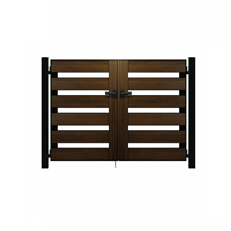 【送料無料】YKKAP ルシアス門扉YS6型 両開き 門柱仕様 07-14 内開き仕様 UME-V-YS6『木調 ゲート 部材..