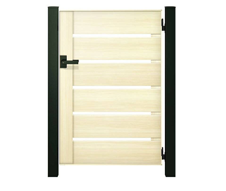 【送料無料】YKKAP ルシアス門扉YS4型 片開き 門柱仕様 09-14 内開き仕様 UME-V-YS4『木調 ゲート 部材..