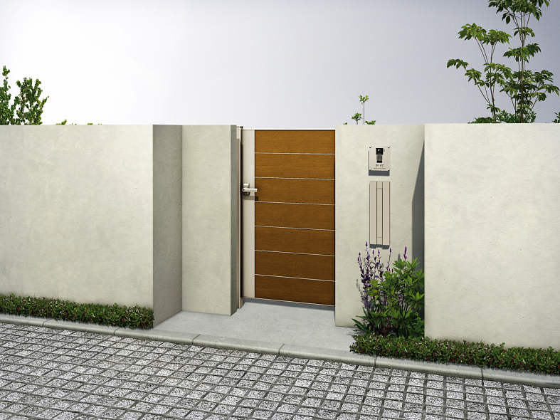 【送料無料】YKKAP ルシアス門扉YM2型 片開き 門柱仕様 07-14 内開き仕様 UME-V-YM2『木調 ゲート 部材..