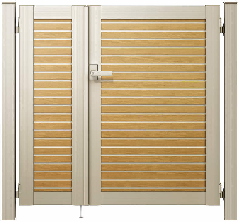 【送料無料】YKKAP ルシアス門扉YM1型 親子開き 門柱仕様 04・08-14 内開き仕様 UME-V-YM1『木調 ゲー..