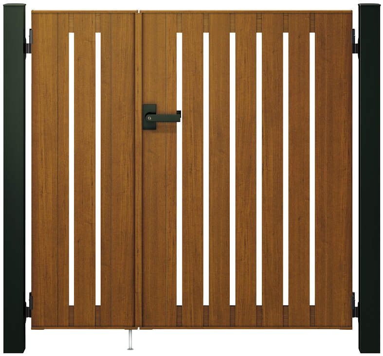 【送料無料】YKKAP ルシアス門扉TS3型 親子開き 門柱仕様 04・08-14 内開き仕様 UME-V-TS3『木調 ゲー..