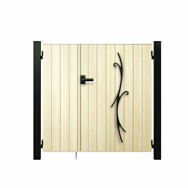 【送料無料】YKKAP ルシアス門扉TM2C型 親子開き 門柱仕様 04・08-14 内開き仕様 UME-V-TM2C『木調 ゲ..