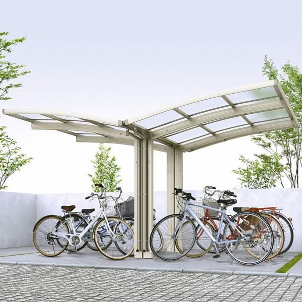 サイクルポート YKKAP アリュース ミニ 600タイプ Y22・21-21 ポリカ屋根 Y合掌セット 『サビに強いアルミ製 家庭用 自転車置き場 屋根』