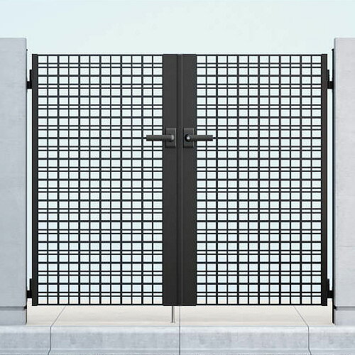 【送料無料】YKKAP シャローネ門扉 SC04型 08-10 門柱・両開きセット『ゲート 部材 ガーデン 住宅 境界..