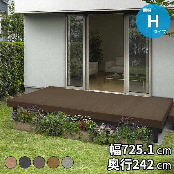 【送料無料】YKKAP リウッドデッキS 束柱Hタイプ(調整式) 2連棟セット 間口(W) 4間...