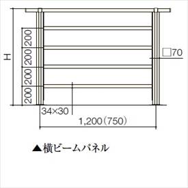 リクシル 樹ら楽ステージ デッキフェンス W750パネル部材 パネル面材 横ビームパネル T08 『リクシル』 『ウッドデッキ 人工木 フェンス』 シャイングレー 3