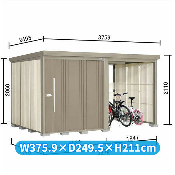 樂天商城 - タクボ物置 TP／ストックマンプラスアルファ TP-SZ37R22 多雪型 『物置 屋外 大型 倉庫 小屋 収納庫 diy サイクルポート タイヤ テント 庭 おしゃれ』【追加金額で取付工事可能】 カーボンブラウン