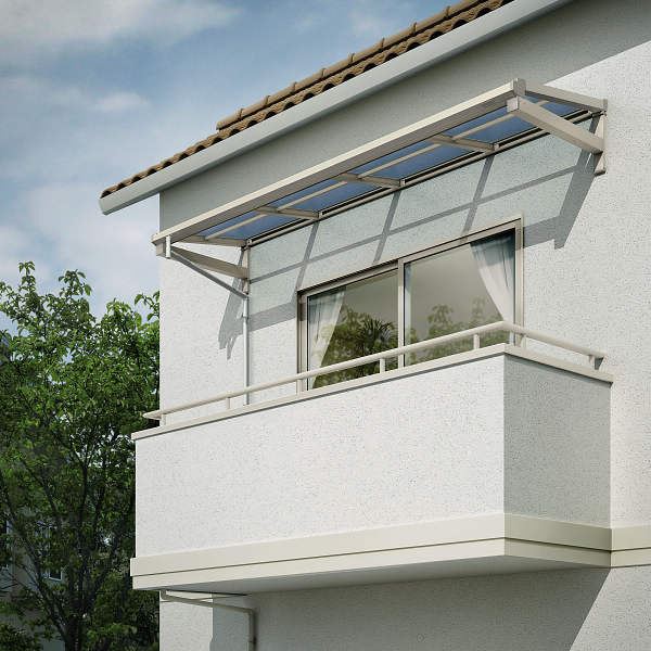 【送料無料】YKK 持ち出し屋根 ソラリア 1.5間×2尺 フラット型 上止め施工 ポリカ屋根 メーターモジュール 600N／m2 上から施工 後付け 『 テラス バルコニー ベランダ 雨よけ 物干し 屋根 diy 』