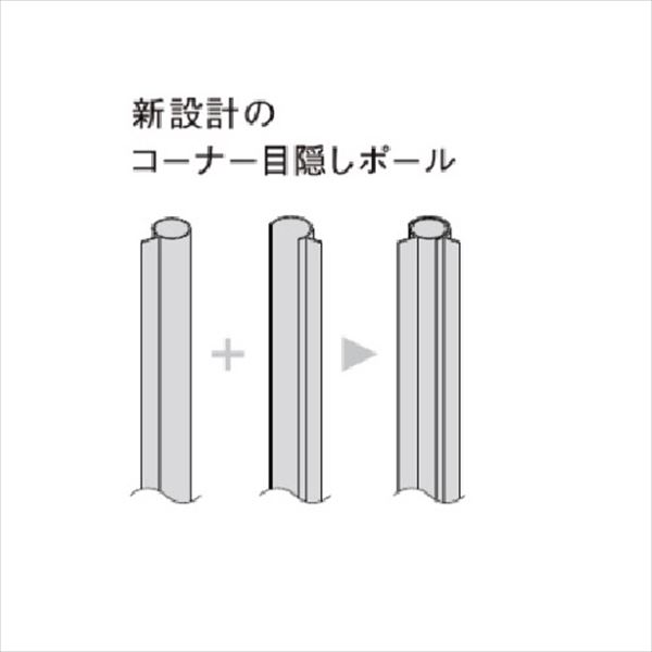 リクシル フェンスAB オプション TR1型 T-6 目隠しコーナー継手セットF(ポール付・1セット) 『アルミフェンス 柵』