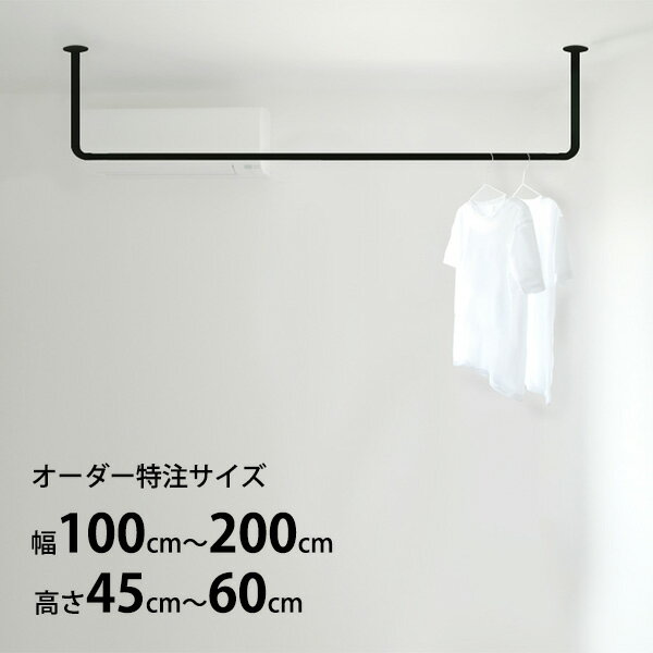 【受注生産品】カツデン Hosuba(ホスバ) フリーサイズ Lサイズ 丸パイプ φ25.4 幅 1000 ～ 2000 × 高さ 450 ～ 600 『 カツデンアーキテック 物干し 竿 室内 固定 スチール アイアン バー 』