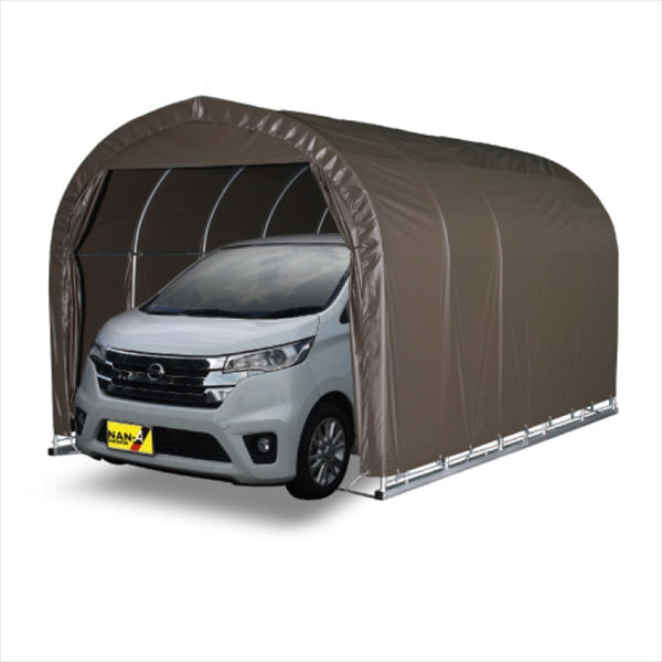 Rakuten - 【送料無料】【1台用】南榮工業 パイプ車庫 (ベース式) 2540B SB 軽自動車用『 カーポート パイプ車庫 ガレージ 自転車 バイク 駐車場 屋根 車1台用 アルミ diy おしゃれ シンプル 』 スーパーブラウン