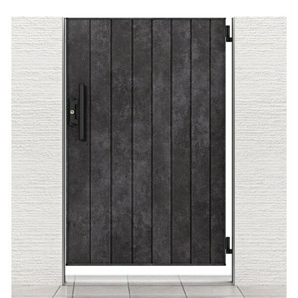 【送料無料】リクシル 開き門扉AA MM1型（メタル調） 柱仕様 アルミ形材柱（ブラック） 09-14 片開き『..