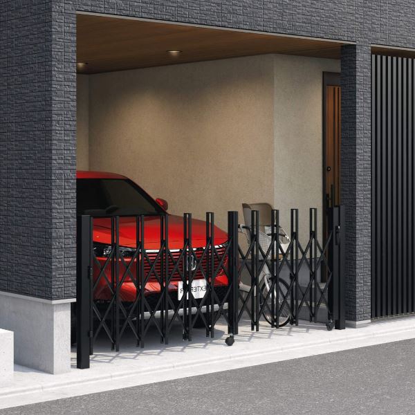 三協アルミ カーテンゲート スリムゲート 折り収納タイプ 2712S H12（1200mm） キャスタータイプ 『カーゲート 伸縮門扉』