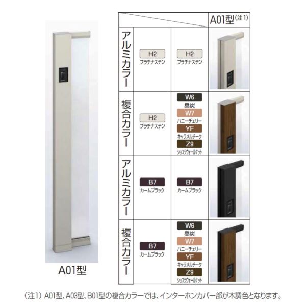 YKKAP ルシアス サインポール A01型 URC-A01 照明なし インターホン加工付き Rタイ...