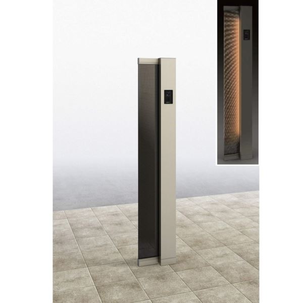 【楽天SS期間中P2倍】YKKAP ルシアス サインポール A03型 URC-A03 照明付き インターホン加工付き Rタイプ アルミカラー ＊表札はネームシールとなります 『機能門柱 機能ポール』