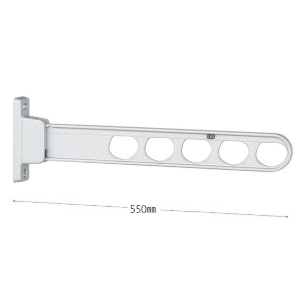 商品番号32497601メーカー川口技研サイズ奥行き 550.0mmカラーシルバー通常納期5〜10日後発送用途屋外用対応タイプ一般地用取付場所壁付け配送区分1※商品により配送可能エリアが異なります。配送エリア表をご覧ください。工事対応この商品は工事を承っておりません。アームの角度を2段階で調整することができます。また、収納すれば壁面からの出っ張りを最小限に抑えることができます。竿の中心を持って操作すれば、左右のアームを同時に動かすことができます。アームの角度を変えるたびに、ポールを外す手間がありません。収納したときに竿の位置を高く保つことができる「振り上げ収納」を採用。備考＜仕様＞◆長さHD-55 550mm◆3段活用（斜め上使用−水平使用−収納）◆消音樹脂付収納ストッパー※取付パーツは別途／取付場所に応じた金具をご用意ください　