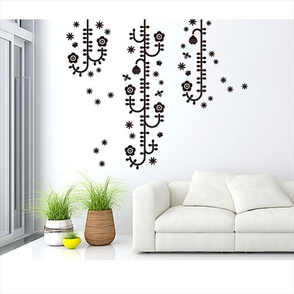 東京ステッカー 高級ウォールステッカー 植物 植物と昆虫たち Sサイズ ＊TS0006-DS ブラック 『おしゃ..