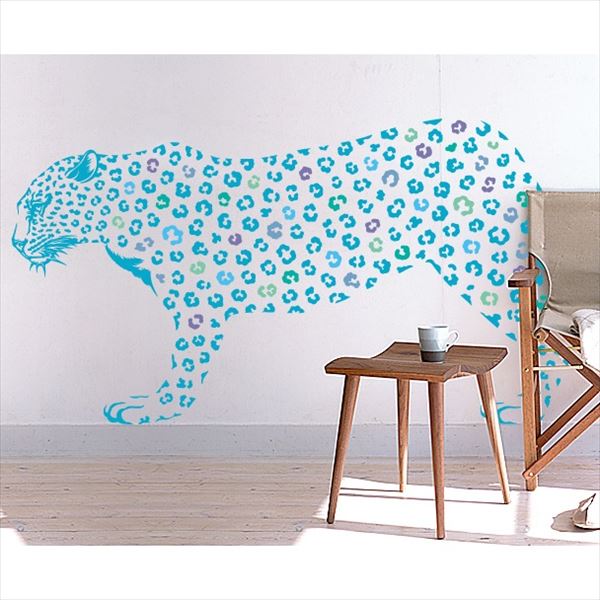 東京ステッカー 高級ウォールステッカー 動物 ヒョウ Sサイズ ＊TS0019-BS ライトブルー 『おしゃれ か..