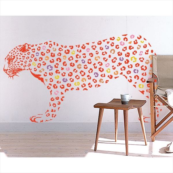 東京ステッカー 高級ウォールステッカー 動物 ヒョウ Mサイズ ＊TS0019-DM オレンジ 『おしゃれ かわい..